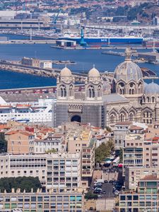 Preview wallpaper city, buildings, architecture, aerial view, marseille, france