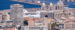 Preview wallpaper city, buildings, architecture, aerial view, marseille, france
