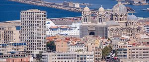 Preview wallpaper city, buildings, architecture, aerial view, marseille, france