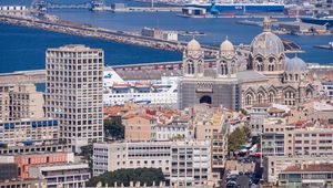 Preview wallpaper city, buildings, architecture, aerial view, marseille, france