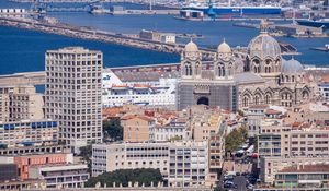 Preview wallpaper city, buildings, architecture, aerial view, marseille, france