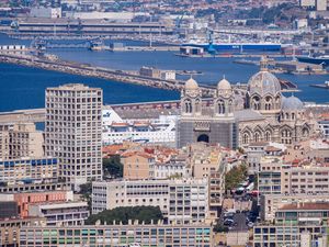 Preview wallpaper city, buildings, architecture, aerial view, marseille, france