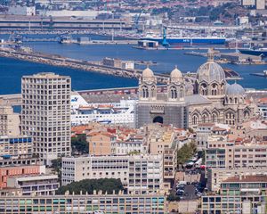 Preview wallpaper city, buildings, architecture, aerial view, marseille, france