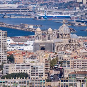 Preview wallpaper city, buildings, architecture, aerial view, marseille, france