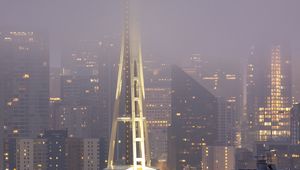 Preview wallpaper city, buildings, architecture, fog