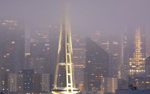 Preview wallpaper city, buildings, architecture, fog