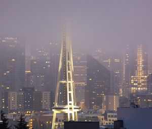 Preview wallpaper city, buildings, architecture, fog