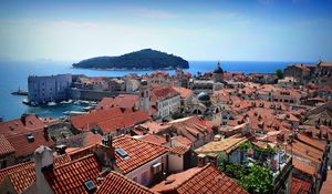 Preview wallpaper city, buildings, architecture, old, aerial view, dubrovnik