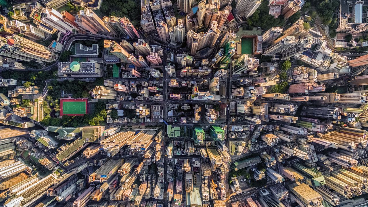 Wallpaper city, buildings, architecture, urban, aerial view