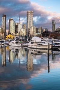 Preview wallpaper city, buildings, boats, yachts, pier, water