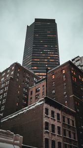 Preview wallpaper city, buildings, bottom view, architecture