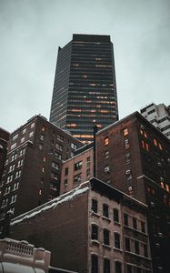 Preview wallpaper city, buildings, bottom view, architecture