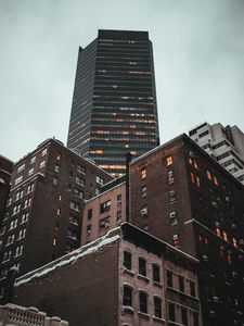 Preview wallpaper city, buildings, bottom view, architecture