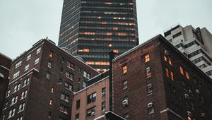 Preview wallpaper city, buildings, bottom view, architecture