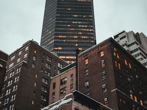 Preview wallpaper city, buildings, bottom view, architecture