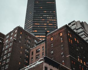 Preview wallpaper city, buildings, bottom view, architecture