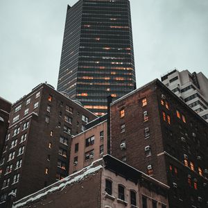Preview wallpaper city, buildings, bottom view, architecture