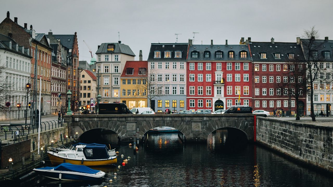 Wallpaper city, buildings, bridge, river, architecture, copenhagen, denmark