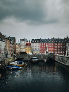 Preview wallpaper city, buildings, bridge, river, architecture, copenhagen, denmark