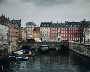 Preview wallpaper city, buildings, bridge, river, architecture, copenhagen, denmark