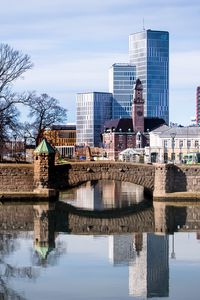 Preview wallpaper city, buildings, bridge, river, embankment, architecture