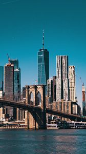 Preview wallpaper city, buildings, bridge, river, new york
