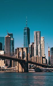 Preview wallpaper city, buildings, bridge, river, new york