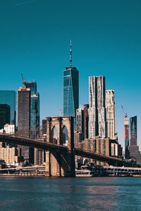 Preview wallpaper city, buildings, bridge, river, new york