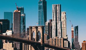 Preview wallpaper city, buildings, bridge, river, new york