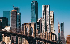 Preview wallpaper city, buildings, bridge, river, new york