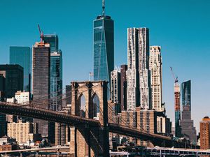 Preview wallpaper city, buildings, bridge, river, new york