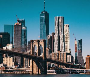 Preview wallpaper city, buildings, bridge, river, new york