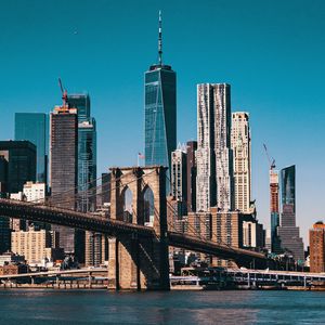 Preview wallpaper city, buildings, bridge, river, new york