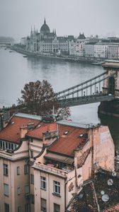 Preview wallpaper city, buildings, bridge, architecture, aerial view