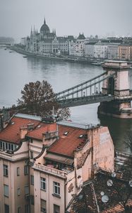 Preview wallpaper city, buildings, bridge, architecture, aerial view