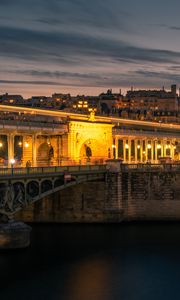 Preview wallpaper city, buildings, bridge, architecture, backlighting, twilight