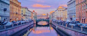 Preview wallpaper city, buildings, bridge, river, twilight, saint petersburg