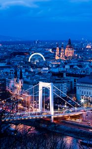 Preview wallpaper city, buildings, bridge, architecture, twilight, aerial view