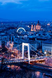 Preview wallpaper city, buildings, bridge, architecture, twilight, aerial view