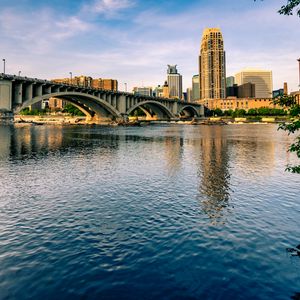 Preview wallpaper city, buildings, bridge, architecture, water