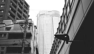 Preview wallpaper city, buildings, bw, architecture, urban