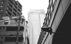 Preview wallpaper city, buildings, bw, architecture, urban