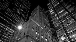 Preview wallpaper city, buildings, bw, architecture, dark