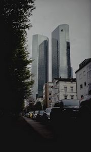 Preview wallpaper city, buildings, cars, parking, road