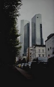 Preview wallpaper city, buildings, cars, parking, road