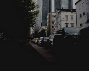 Preview wallpaper city, buildings, cars, parking, road