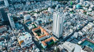 Preview wallpaper city, buildings, cityscape, aerial view, architecture