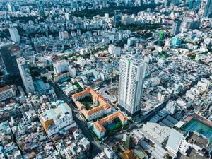 Preview wallpaper city, buildings, cityscape, aerial view, architecture