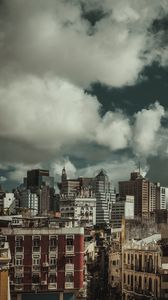 Preview wallpaper city, buildings, clouds, aerial view, overview
