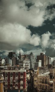 Preview wallpaper city, buildings, clouds, aerial view, overview